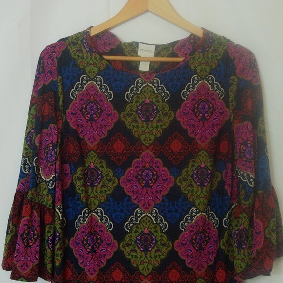 NWTS Chico's Bold Geometric Medallion Pattern Dress Chico’s Size 1 = Med (8–10) - Picture 3 of 6